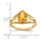 14k 8x6mm Oval Citrine Filigree Ring