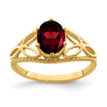 14k 8x6mm Oval Garnet Filigree Ring