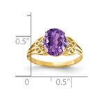 14k 9x7mm Oval Amethyst and 1/20 carat A Diamond Filigree Ring