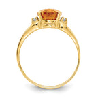 14k 9x7mm Oval Citrine and AA Diamond Ring