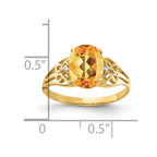 14k 9x7mm Oval Citrine and AA Diamond Ring
