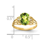 14k 9x7mm Oval Peridot and A Diamond Filigree Ring