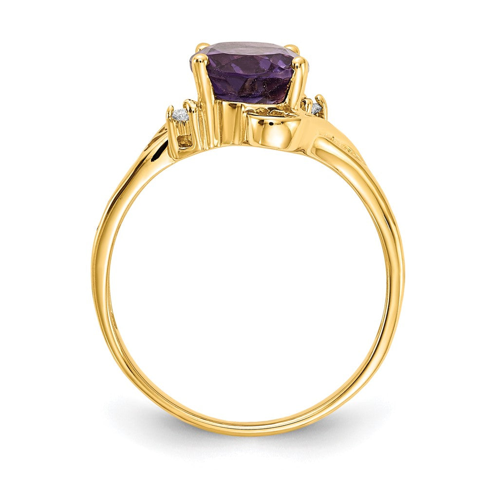 14k 9x7mm Oval Amethyst and A Diamond Ring