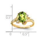 14k 9x7mm Oval Peridot and A Diamond Ring