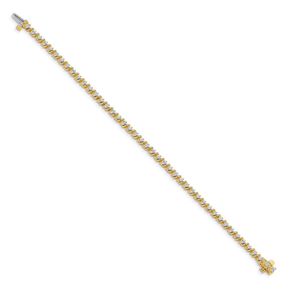 14k Complete 2 carat Round VS Diamond Swirled 2-prong 7 inch Tennis Bracelet
