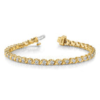 14k Complete 2 carat Round VS Diamond Swirled 2-prong 7 inch Tennis Bracelet