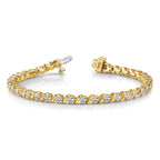 14k Complete 2 carat Round A Diamond Swirled 2-prong 7 inch Tennis Bracelet