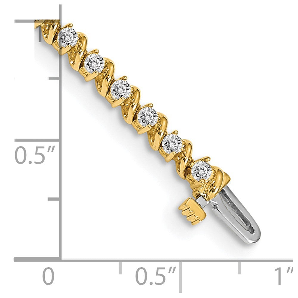 14k Complete 2 carat Round A Diamond Swirled 2-prong 7 inch Tennis Bracelet