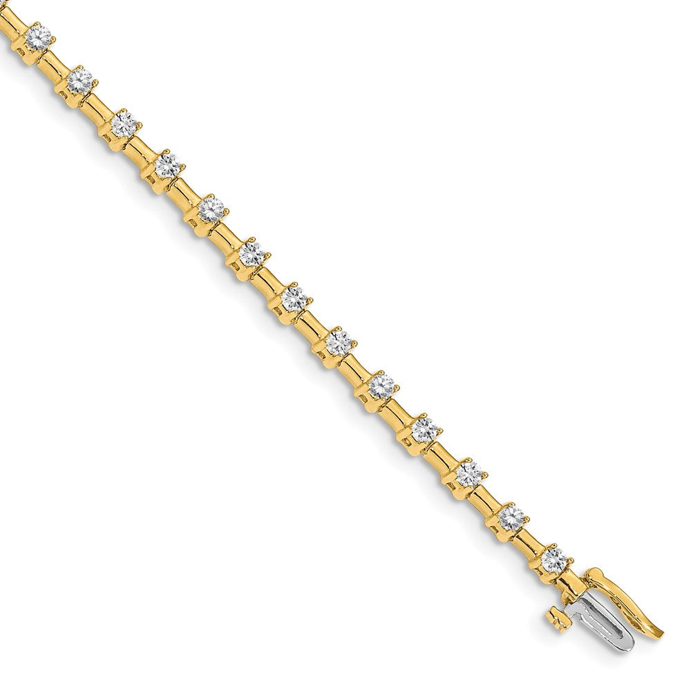 14k Complete 2 carat Round AA Diamond Bar Link 7 inch Tennis Bracelet