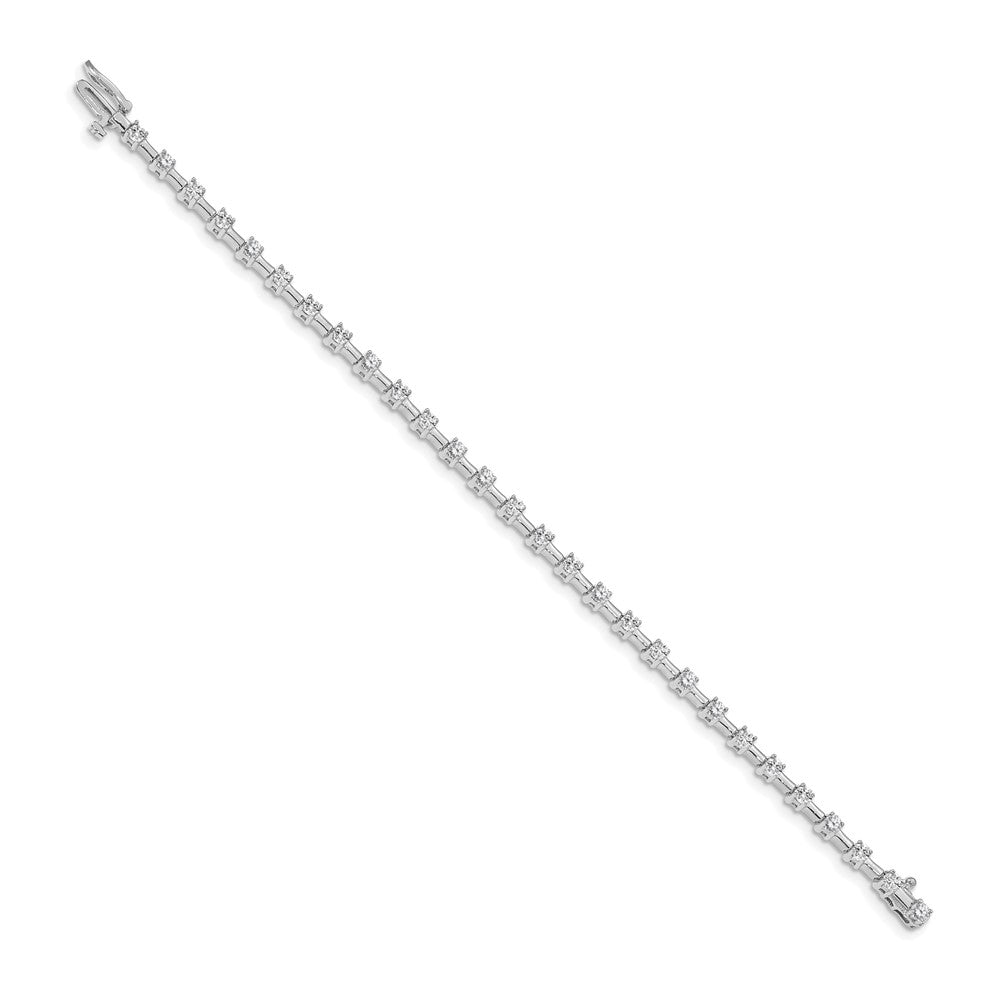 14k White Gold Complete 2 carat Round AAA Diamond Bar Link 7 inch Tennis Bracelet