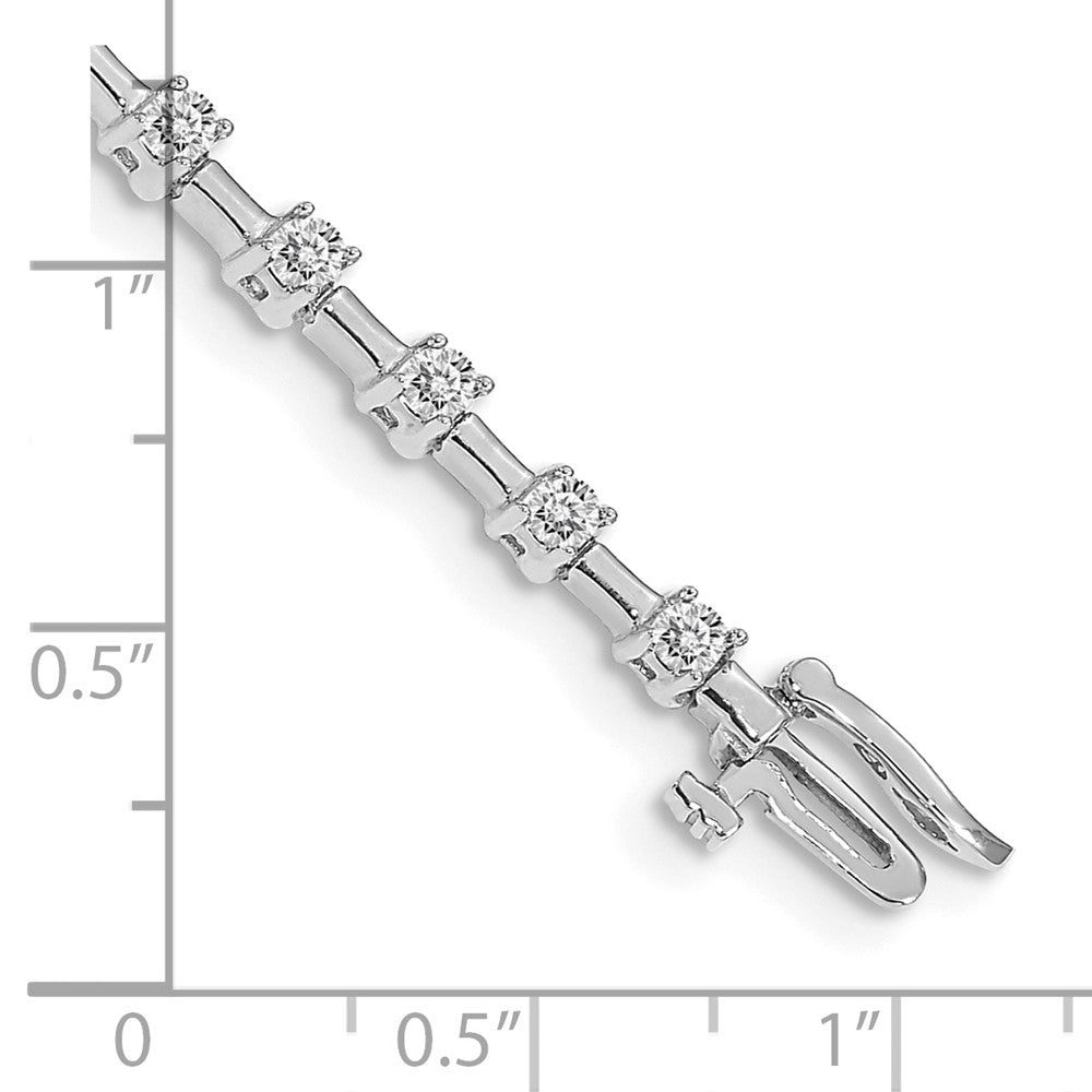 14k White Gold Complete 2 carat Round VS Diamond Bar Link 7 inch Tennis Bracelet