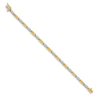 14k Two-tone Complete 2.1 carat Round AA Diamond Bar Link 7 inch Tennis Bracelet