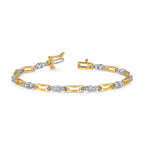 14k Two-tone Complete 2.1 carat Round AA Diamond Bar Link 7 inch Tennis Bracelet