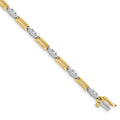 14k Two-tone Complete 2.1 carat Round AAA Diamond Bar Link 7 inch Tennis Bracelet