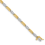14k Two-tone Complete 2.1 carat Round AAA Diamond Bar Link 7 inch Tennis Bracelet