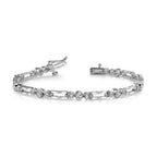 14k White Gold Complete 1 carat Round AA Diamond Bezel Paperclip Link 7 inch Tennis Bracelet