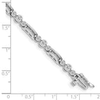 14k White Gold Complete 1 carat Round AA Diamond Bezel Paperclip Link 7 inch Tennis Bracelet