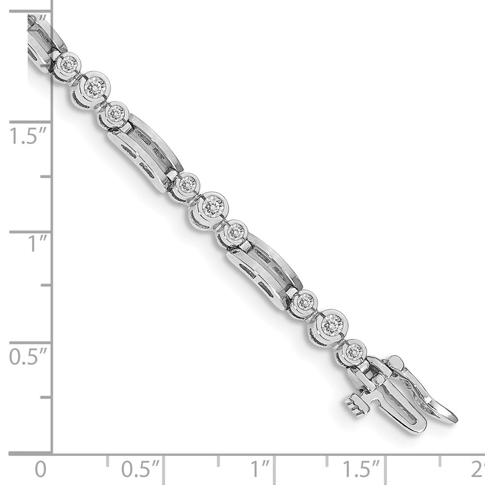 14k White Gold Complete 1 carat Round VS Diamond Bezel Paperclip Link 7 inch Tennis Bracelet
