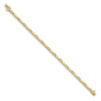 14k Two-tone Complete 1 carat Round A Diamond Curved Bar Link 7 inch Tennis Bracelet
