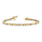 14k Two-tone Complete 1 carat Round A Diamond Curved Bar Link 7 inch Tennis Bracelet