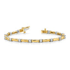 14k Two-tone Complete 1 carat Round VS Diamond Curved Bar Link 7 inch Tennis Bracelet