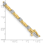 14k Two-tone Complete 1 carat Round AAA Diamond Curved Bar Link 7 inch Tennis Bracelet