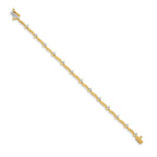 14k Complete 1 carat  Round AAA Diamond 2-prong Wavy Bar Link 7 inch Tennis Bracelet