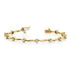 14k Complete 1 carat  Round VS Diamond 2-prong Wavy Bar Link 7 inch Tennis Bracelet