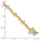 14k Complete 1 carat  Round VS Diamond 2-prong Wavy Bar Link 7 inch Tennis Bracelet