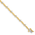 14k Complete 1 carat  Round A Diamond 2-prong Wavy Bar Link 7 inch Tennis Bracelet