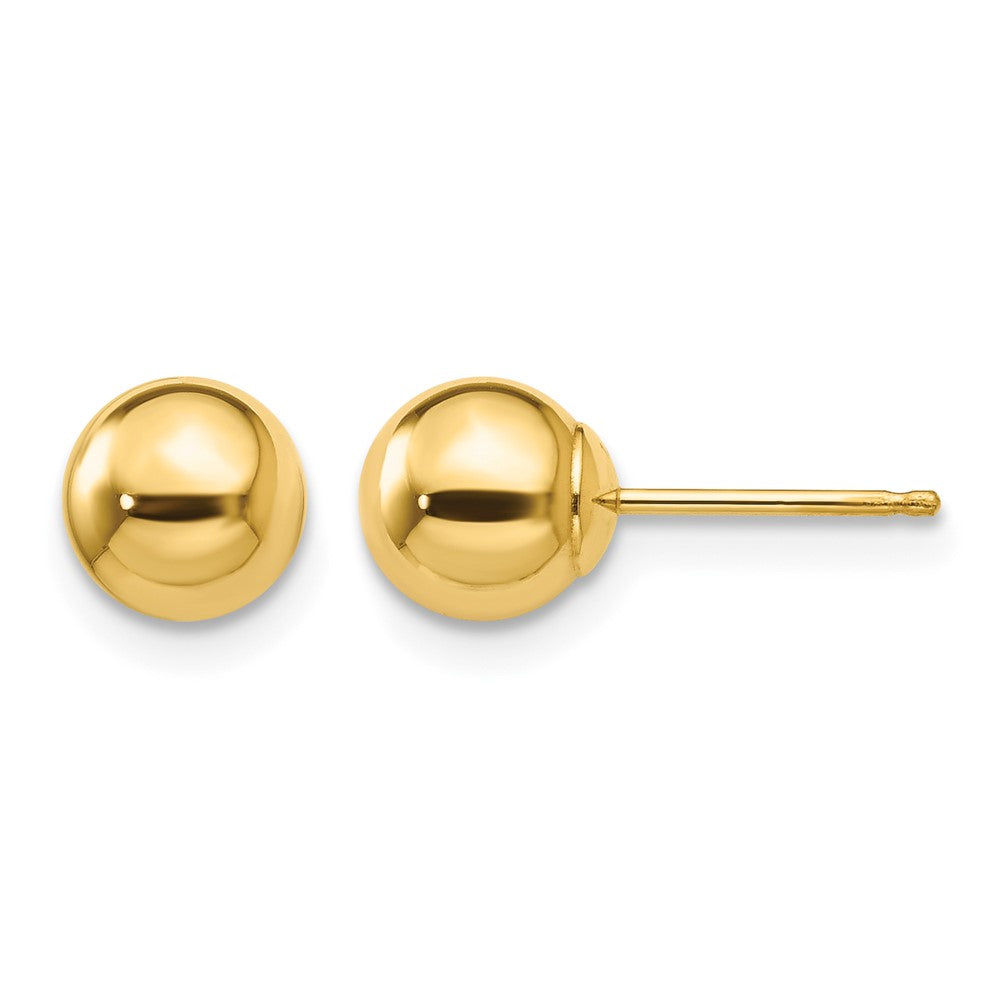 14k 6mm Polished Puffed Ball Post Earrings
