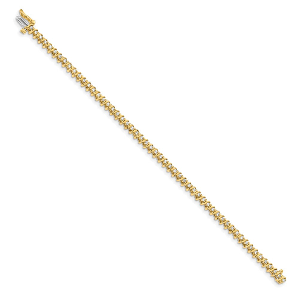 14k Complete 7/8 carat Round AAA Diamond 2-prong S-link 7 inch Tennis Bracelet