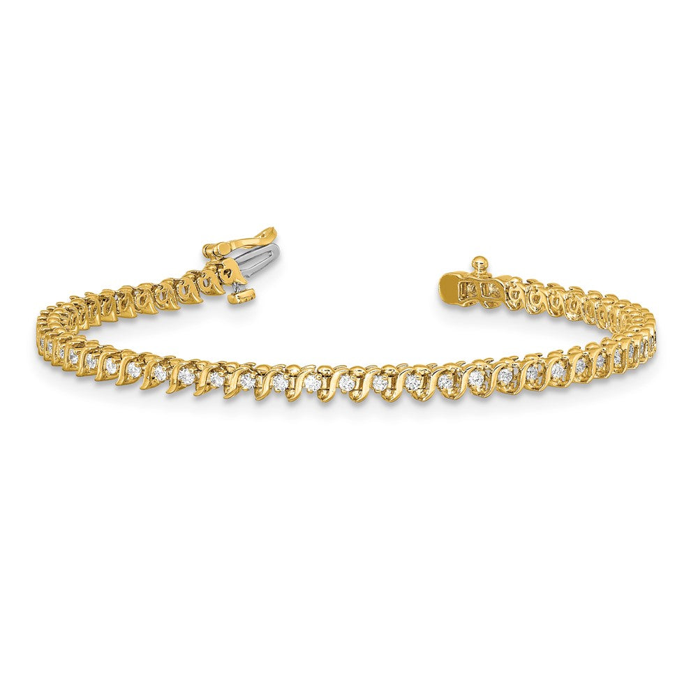 14k Complete 7/8 carat Round VS Diamond 2-prong S-link 7 inch Tennis Bracelet