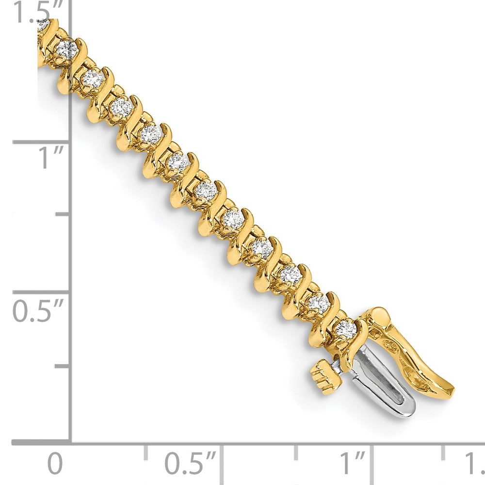14k Complete 7/8 carat Round AA Diamond 2-prong S-link 7 inch Tennis Bracelet