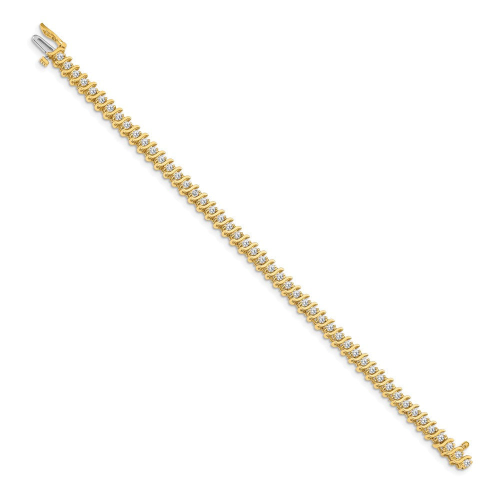 14k Complete 2 carat Round AAA Diamond 2-prong S-link 7 inch Tennis Bracelet