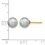 14k 7-8mm Grey Round Freshwater Cultured Pearl Stud Post Earrings