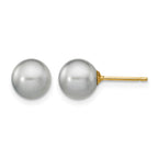 14k 7-8mm Grey Round Freshwater Cultured Pearl Stud Post Earrings