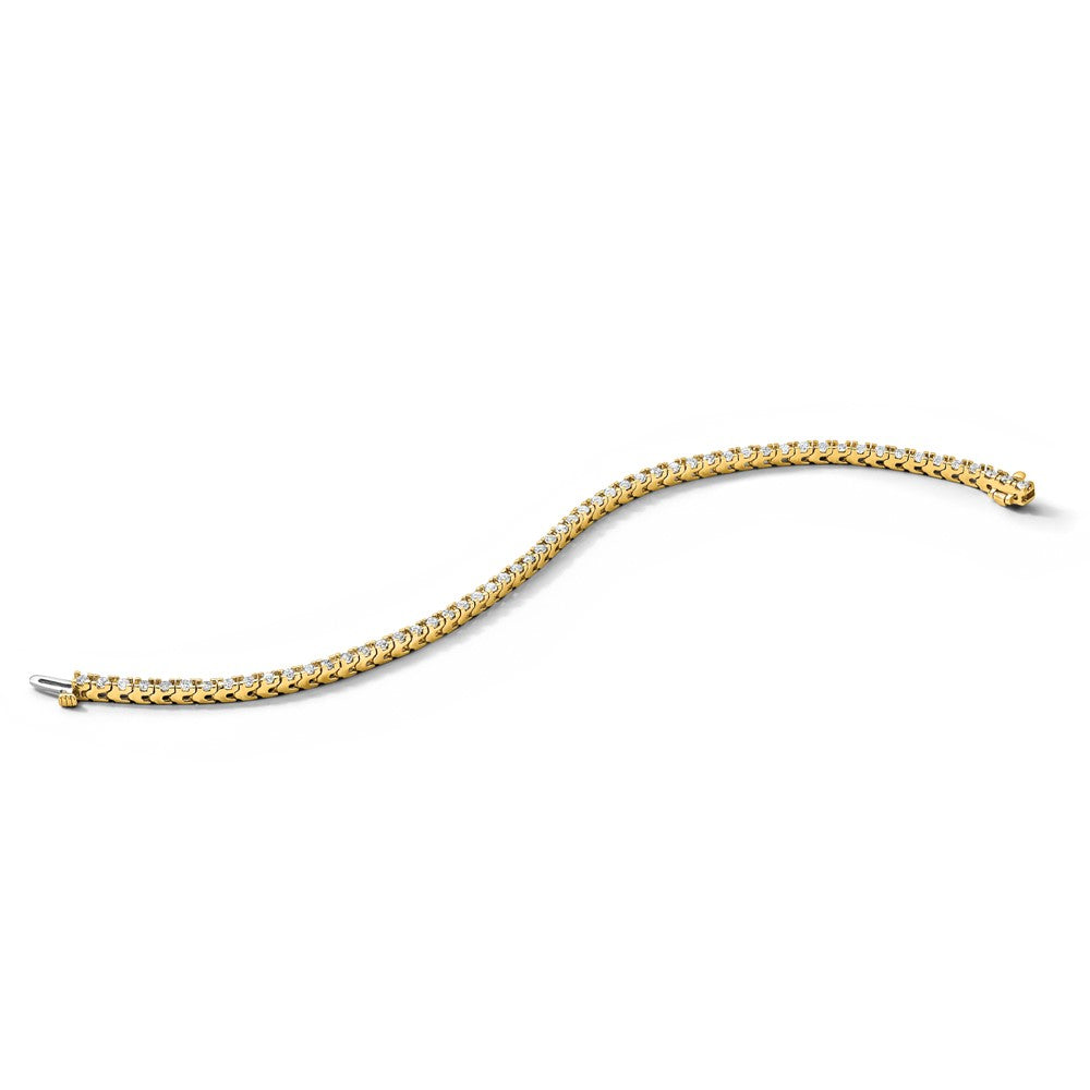 True Origin 14K Yellow Gold 2 1/5 carat Lab Grown Diamond VS+ F+ Complete Tennis Bracelet