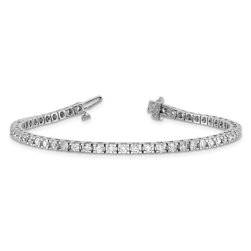 14k White Gold Complete 2.86 carat Round A Diamond 4-prong 7 inch Tennis Bracelet