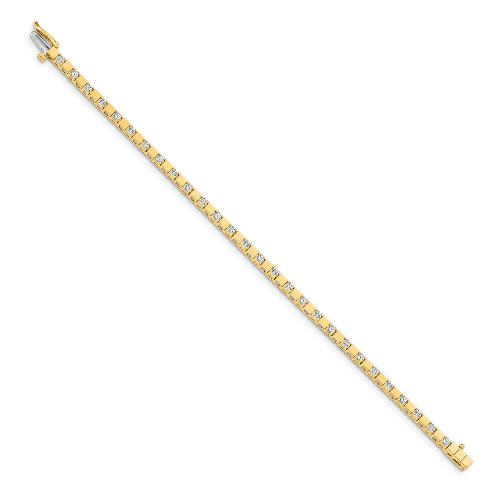 14k Complete 1.1 carat Round AAA Diamond Square Link 7 inch Tennis Bracelet