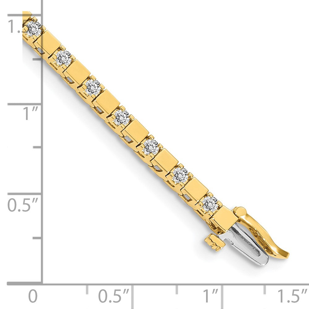 14k Complete 1.1 carat Round AA Diamond Square Link 7 inch Tennis Bracelet