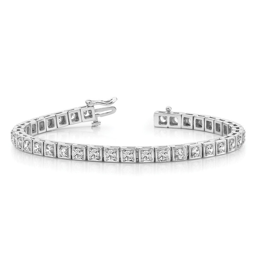 14k White Gold Complete 1.75 carat Round A Diamond 4-prong 7 inch Tennis Bracelet