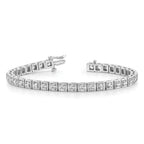 14k White Gold Complete 1.75 carat Round AA Diamond 4-prong 7 inch Tennis Bracelet
