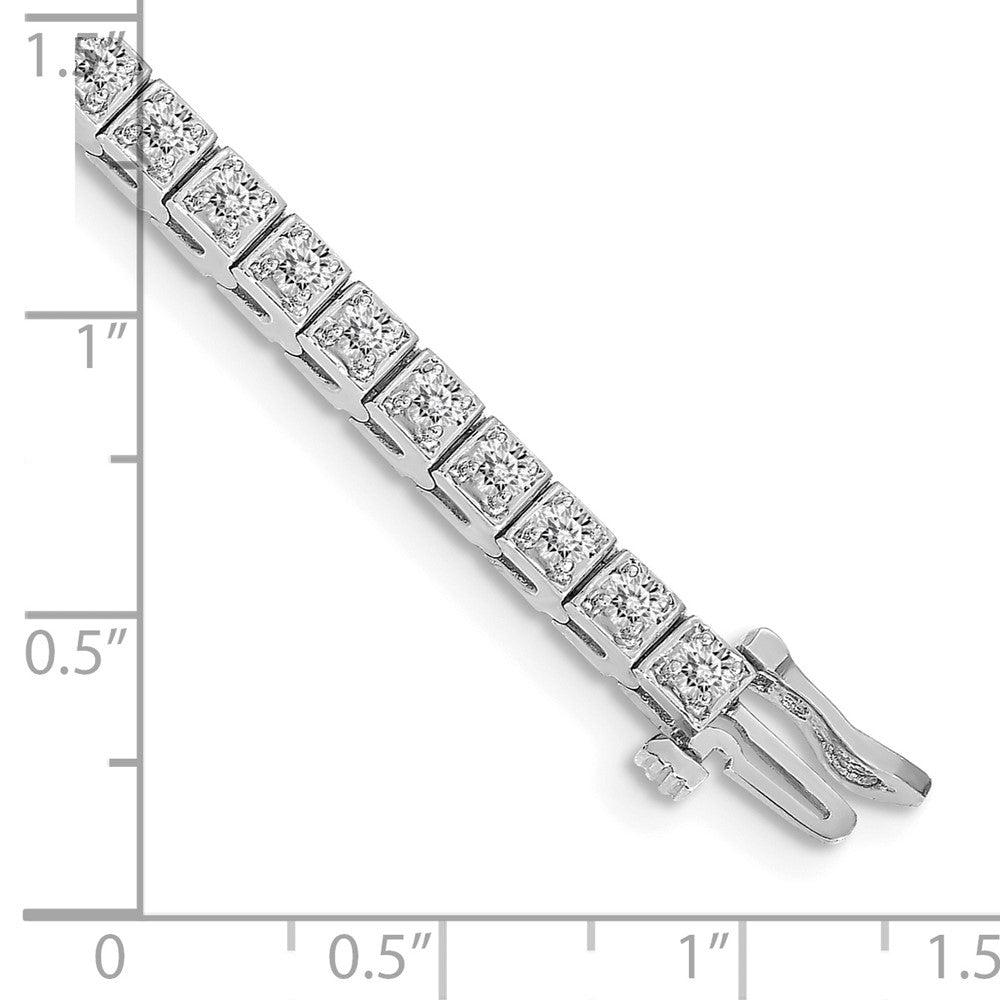 14k White Gold Complete 1.75 carat Round AA Diamond 4-prong 7 inch Tennis Bracelet