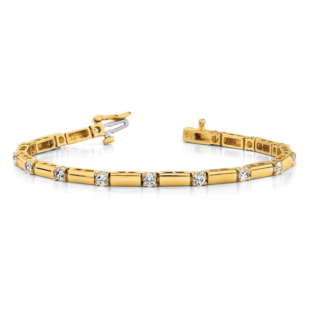 14k Complete 1 carat Round AAA Diamond Bar Link 7 inch Tennis Bracelet