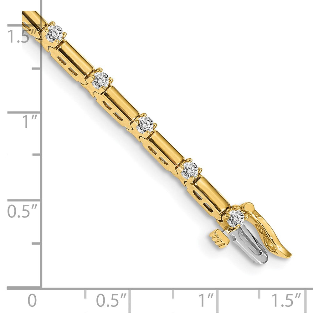 14k Complete 1 carat Round AA Diamond Bar Link 7 inch Tennis Bracelet