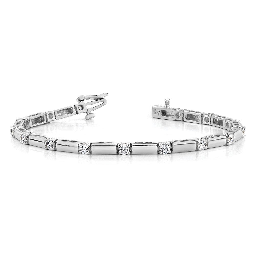 14k White Gold Complete 1 carat Round VS Diamond Bar Link 7 inch Tennis Bracelet