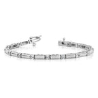 14k White Gold Complete 1 carat Round AAA Diamond Bar Link 7 inch Tennis Bracelet