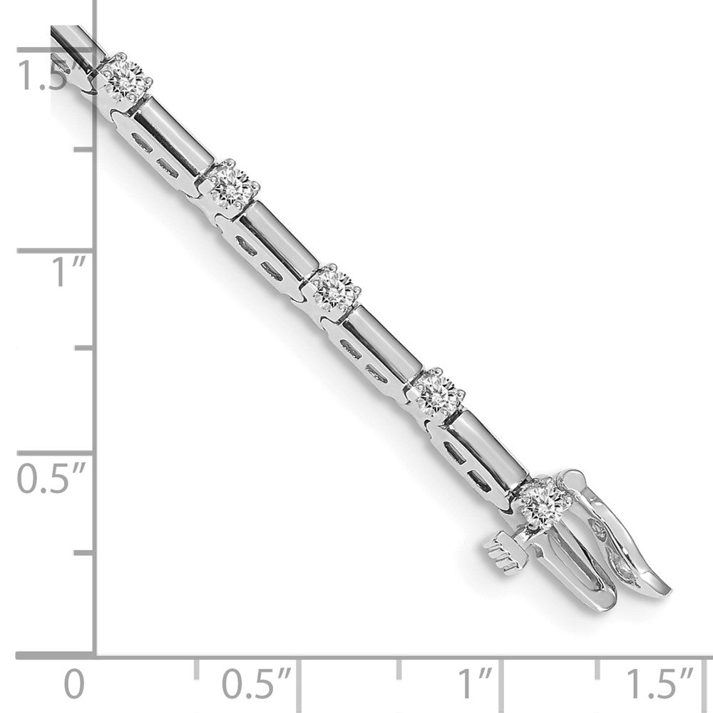 14k White Gold Complete 1 carat Round AA Diamond Bar Link 7 inch Tennis Bracelet