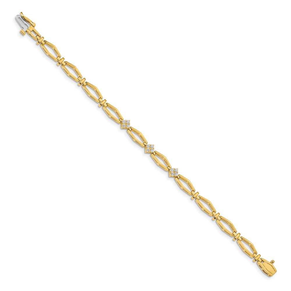 14k Complete 1/5 carat Round VS Diamond Cluster Fancy 7 inch Bracelet